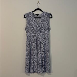 Banana Republic Blue Floral Suplice Dress Faux Wrap